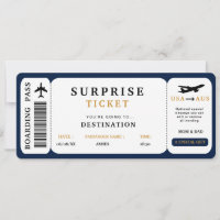 Surprise Trip Ticket  Plane Travel Boarding Pass