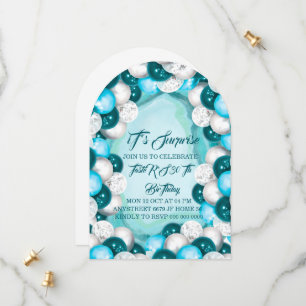 Surprise Turquoise Birthday Invitation, Adult Birt Save The Date