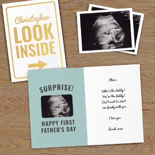Surprise Ultrasound Photo 1st Father's Day Foil Card
