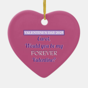 SURPRISE VALENTINE PROPOSAL/ HEART/CUSTOMIZABLE CERAMIC ORNAMENT