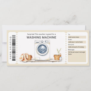Surprise Washing Machine Gift Certificate  Invitation