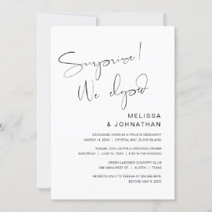 Surprise, we eloped, Wedding Elopement Party Invitation