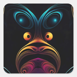 Surprised Abstract Bird Chicken face Square Sticker