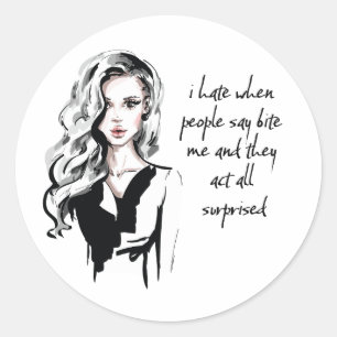 Surprised Bite me  Classic Round Sticker