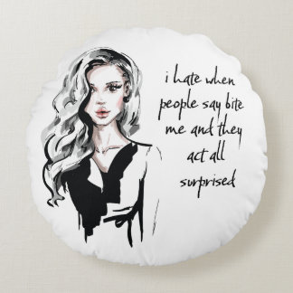 Surprised Bite me Round Cushion