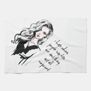 Surprised Bite me Tea Towel