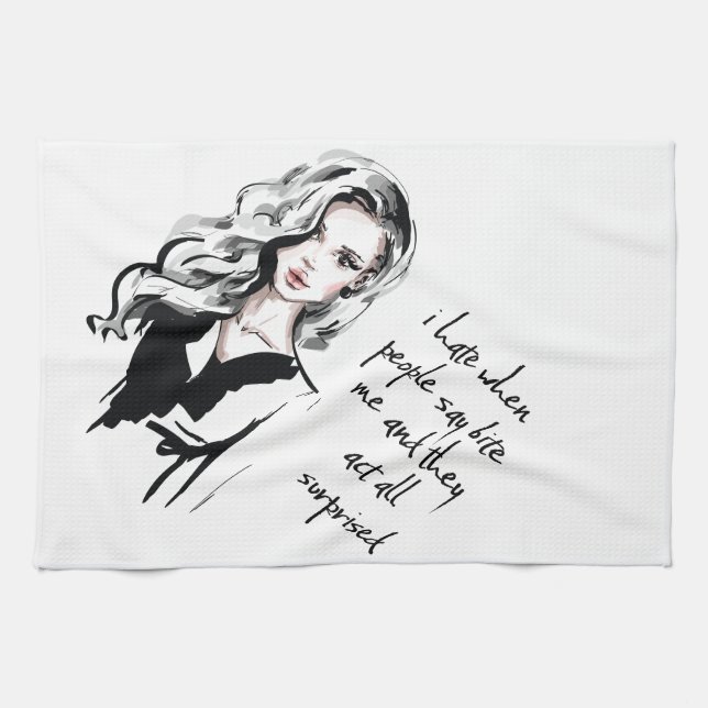 Surprised Bite me Tea Towel (Horizontal)