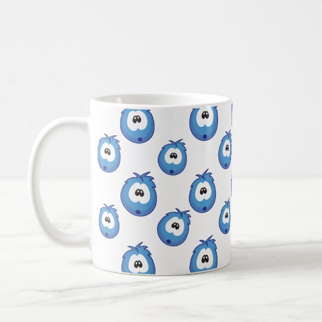 Surprised Blue Sneezie Patterned Coffee Mug (Left)