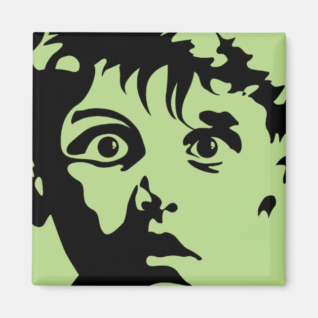 Surprised Boy Graphic Art Stencil Fridge Magnet (Front)