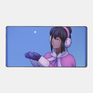 Surprised by Snow Desk Mat