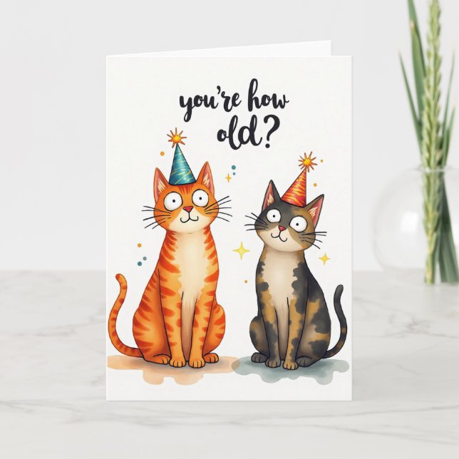 Surprised Cat Birthday Card (Front)