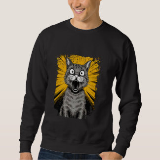 Surprised Cat Kitty Comic Anime Style Design Sweatshirt