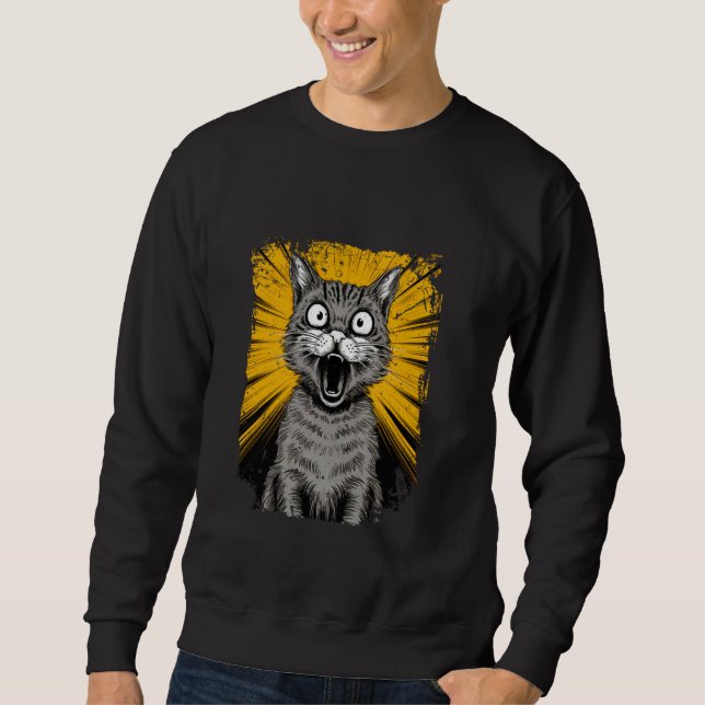 Surprised Cat Kitty Comic Anime Style Design Sweatshirt (Front)
