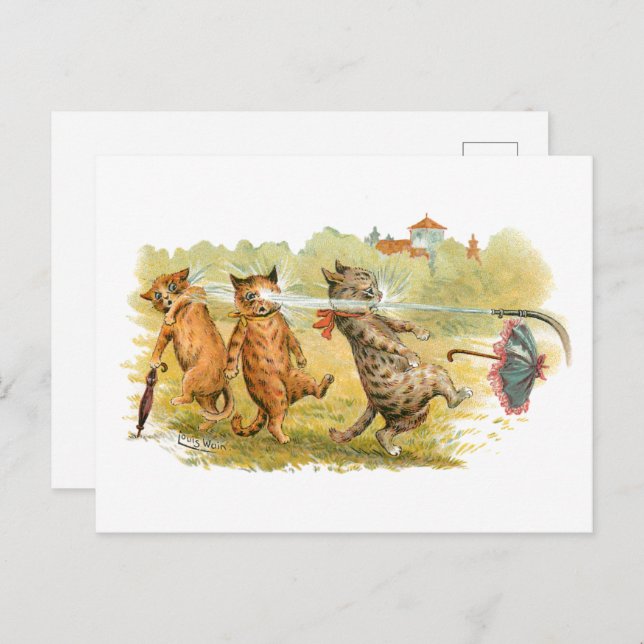 Surprised Cats Louis Wain Postcard (Front/Back)