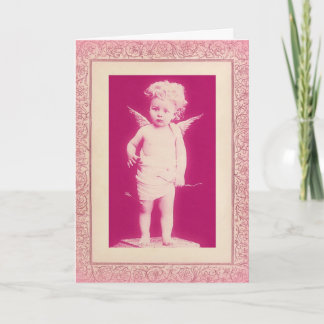Surprised Cherub Pink Vintage Valentine's Day Card