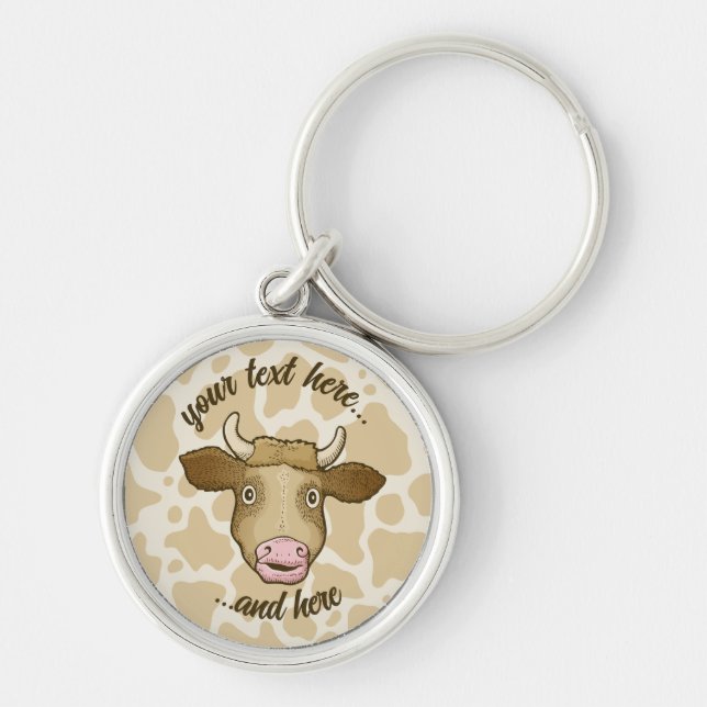 Surprised Cow Keychain (Front)