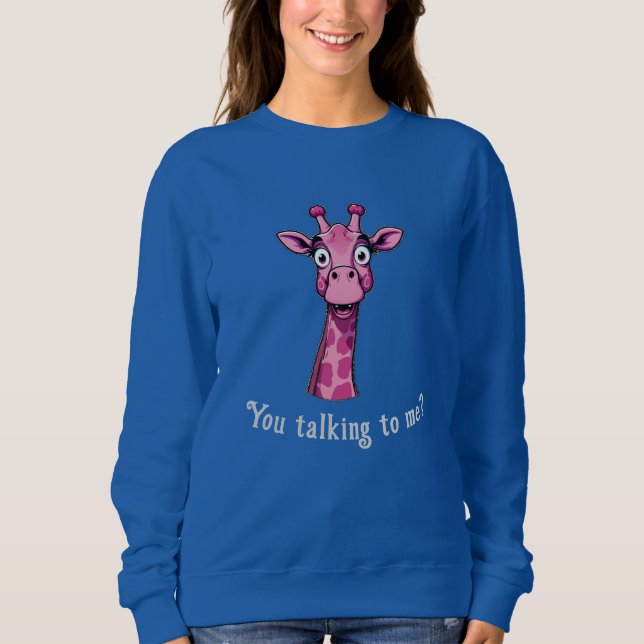 Surprised Cute Pink Giraffe Sweatshirt (Front)