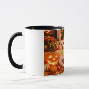 Surprised Dog Happy Halloween Black Combo Mug