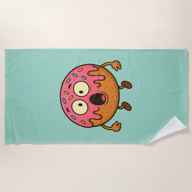 Surprised Doughnut Beach Towel (Front)