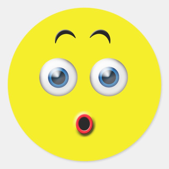 Surprised Emoji Classic Round Sticker (Front)