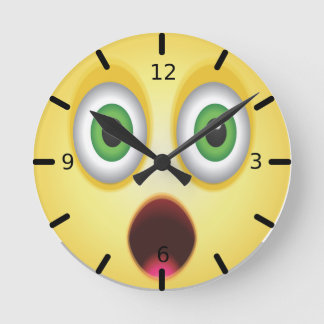 Surprised Emoji Face Round Clock
