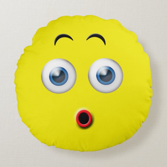 Surprised Emoji Round Cushion (Front)