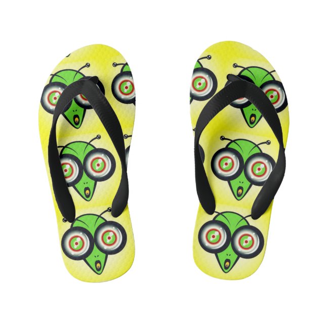 Surprised Extraterrestrial Funny Face Kid's Thongs (Footbed)