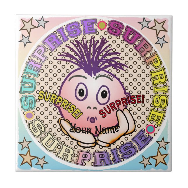 Surprised Face  Ceramic Tile (Front)