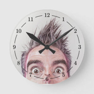 Surprised Funny Face Round Clock