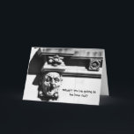 Surprised Gargoyle Funny Cute Old-Timer Birthday Card<br><div class="desc">My original photograph of a gargoyle face on a building, with a surprised look, is featured on this funny birthday card. The front of the card states "What?! You're going to be how old?!" and the inside of the card states "It is said age is just a number, but for...</div>