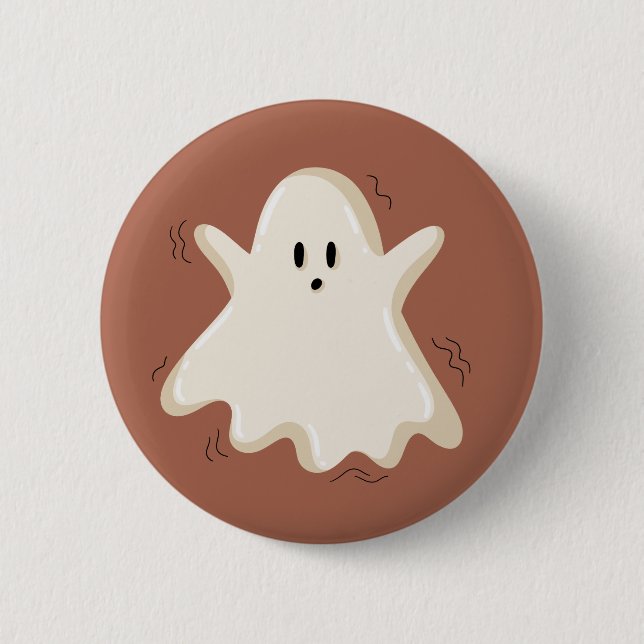 Surprised Ghost with Raised Arms 6 Cm Round Badge (Front)