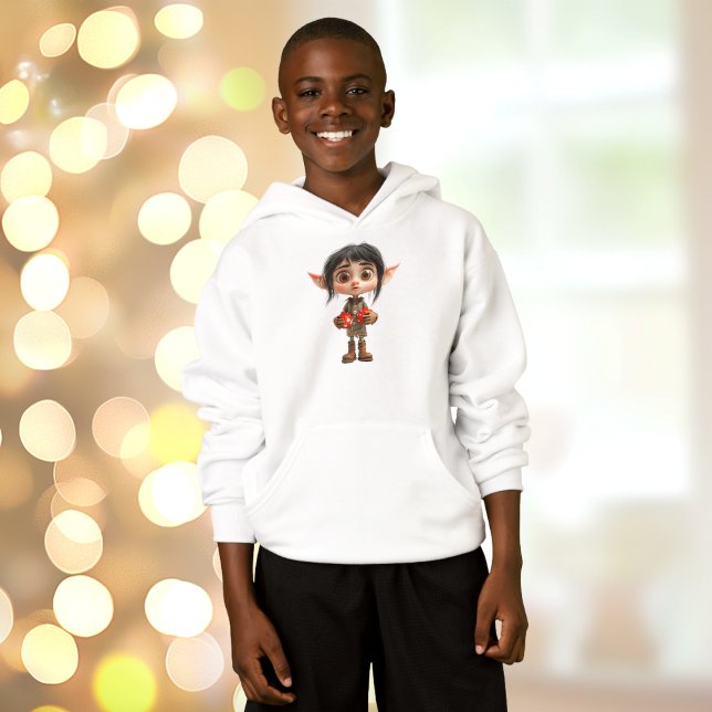 Surprised Girl Christmas Elf Boy's Hoodie (Creator Uploaded)
