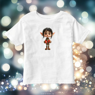 Surprised Girl Christmas Elf Toddler's Tee