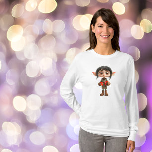 Surprised Girl Christmas Elf Women's Tee