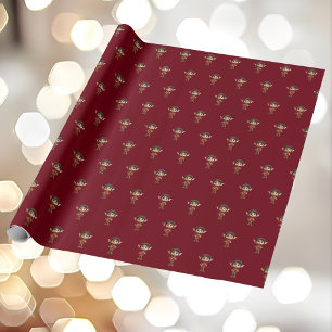 Surprised Girl Christmas Elf Wrapping Paper