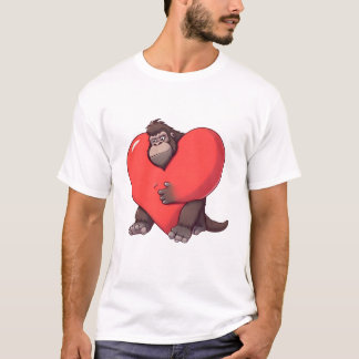 Surprised Gorilla with Giant Heart T-Shirt