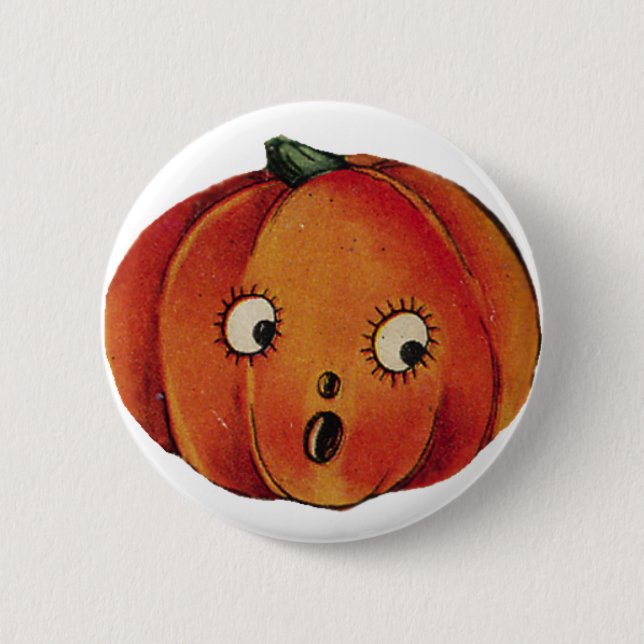 Surprised Halloween Pumpkin 6 Cm Round Badge (Front)
