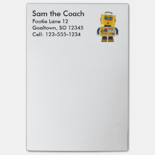 Surprised looking toy robot post-it notes