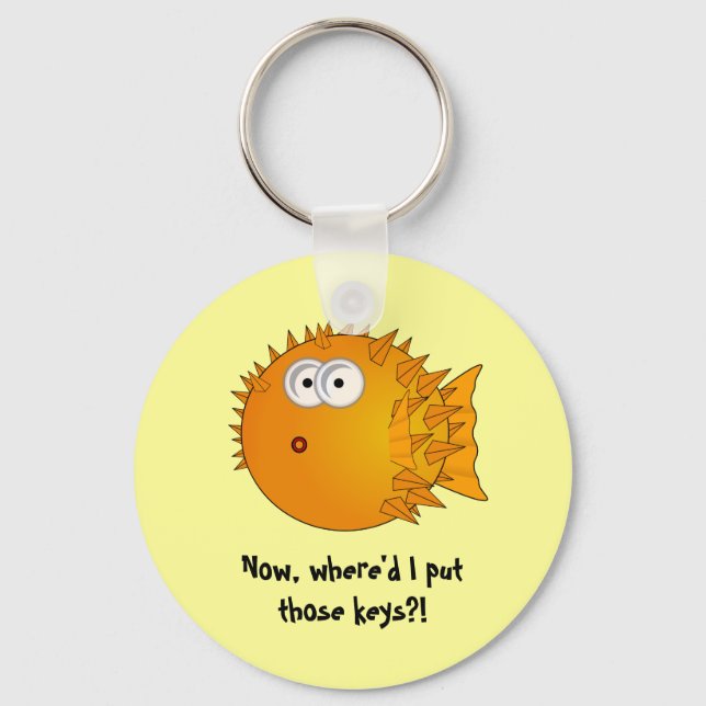 Surprised Puffer Fish - funny sayings Key Ring (Front)