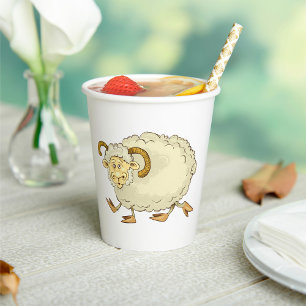 Surprised Ram Sheep Funny Farm Animal Paper Cups