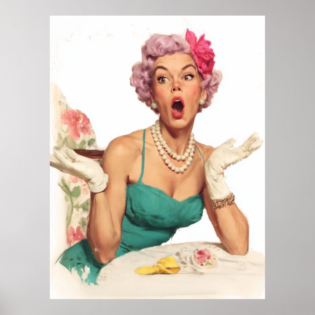 Surprised Retro Glamour Lady Poster (Front)