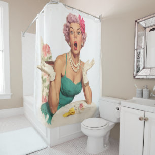 Surprised Retro Glamour Lady Shower Curtain