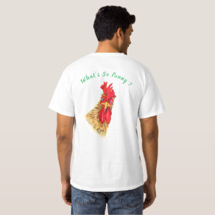 Surprised Rooster Funny T-Shirt Gift - Custom Text