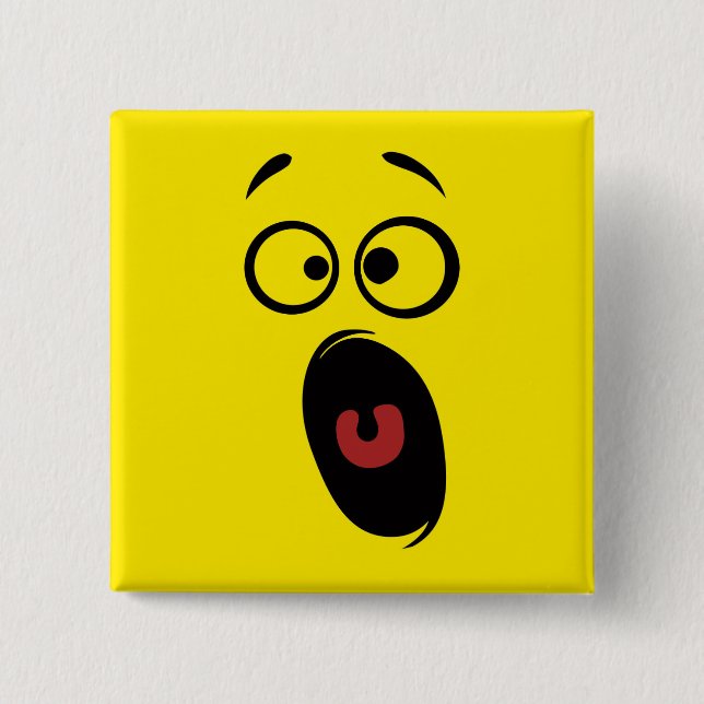 Surprised Scared Screaming Yellow Face 15 Cm Square Badge (Front)