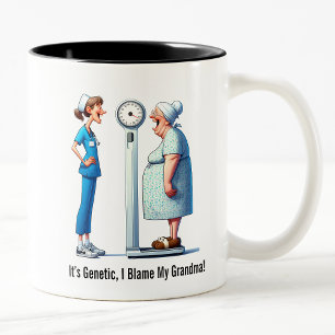 Surprised Senior vs. Evil Scale Two-Tone Coffee Mug