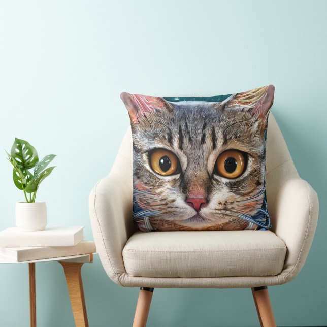 Surprised Space Astronaut Cat Cushion (Chair)