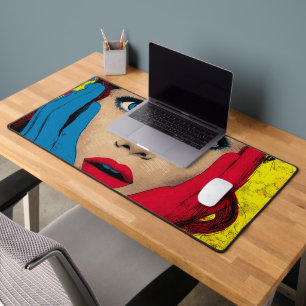 Surprised Woman in Pop Art Desk Mat