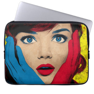 Surprised Woman in Pop Art Laptop Sleeve