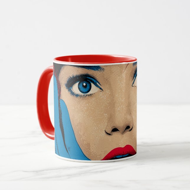Surprised Woman in Pop Art Mug (Front Left)