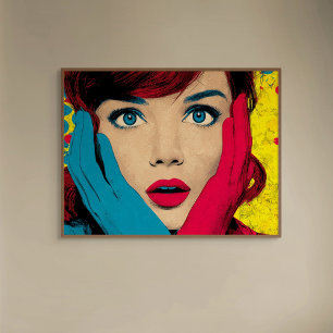Surprised Woman in Pop Art Poster
